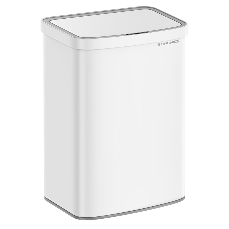 13.2 Gallon Steel Motion Sensor Odor Resistant Trash Can with 15 trash bags, White