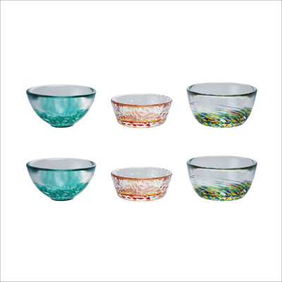 6-Piece Hand-Blown Confetti Glass Pinch Pot