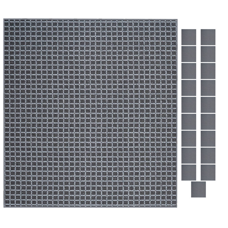 Ensemble de tapis intérieur / extérieur en polyester touffeté à la machine à motif géométrique himanshee noir, Octogone 3 pi