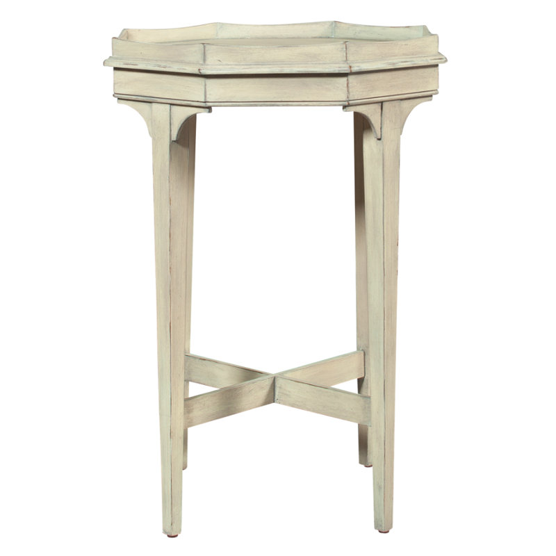 Table de bout octogonale avec base en X en taupe vieilli