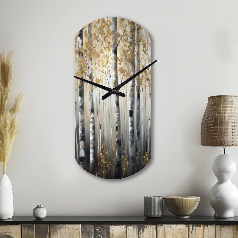 Horloge murale Birch Tree Forest Wonderland V - arbre asymétrique, Petit