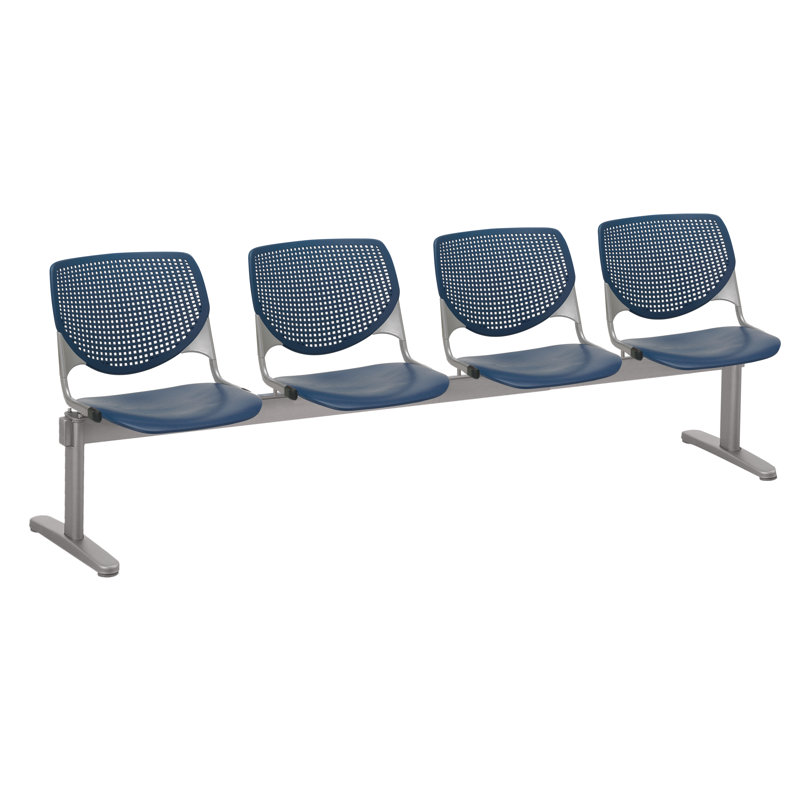 Siège tandem en plastique avec cadre en métal 95 po Kool, Bleu marine, Blanc