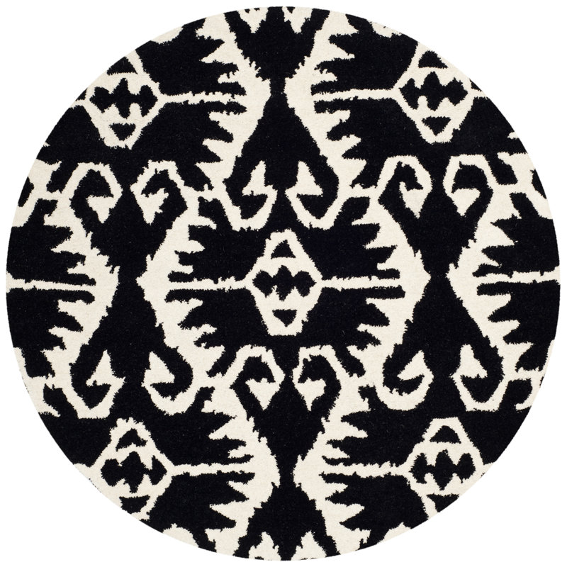 Kouerga bHand Tufted Wool Geometric Rug, Round 7'