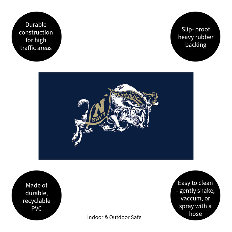 Tapis polychrome en PVC, 16 po x 28 po, US Naval Academy