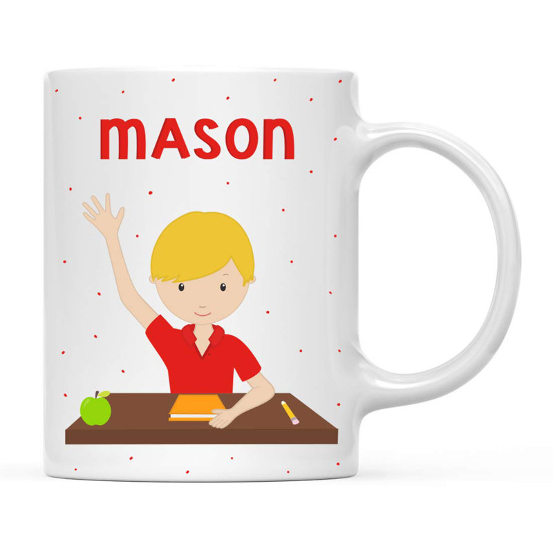 Grande tasse à café scolaire pour enfant blonde personnalisée Vargas, Oui