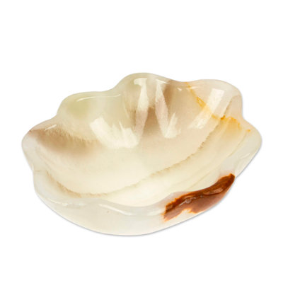 Novica Handmade White Shell Marble Catchall