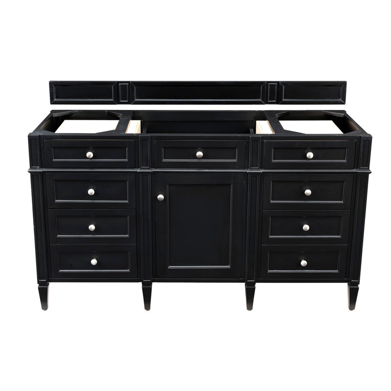 Brittany 60'' W Single Vanity, Black Onyx, Charcoal Soapstone, 8" Widespread