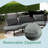8-Piece Half-Moon Outdoor Sectional Sofa Set With 2 Height-Adjustable Coffee Tables, PE Wicker, Tempered Glass, 6 Pillows & Cushions, Gray-1761417757-1761417747