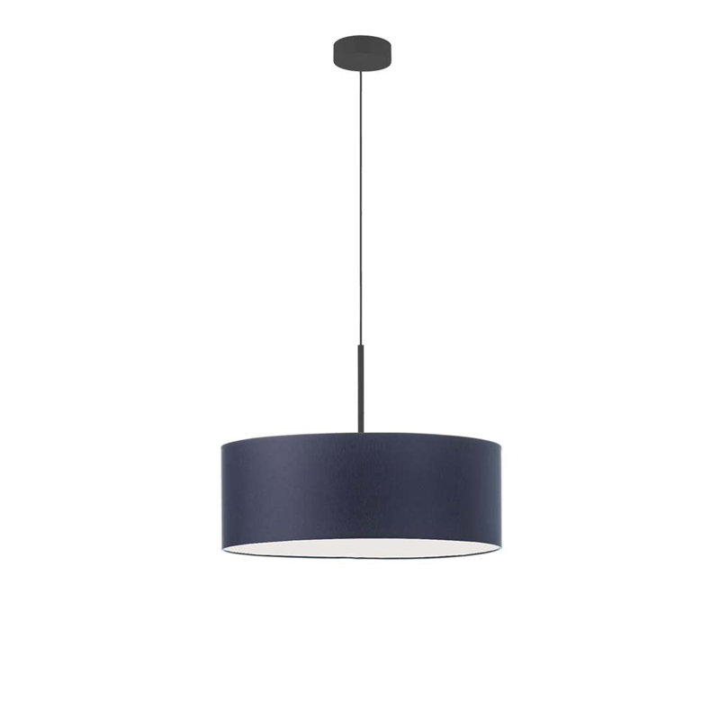 Aubryn 3 - Light Drum Pendant, Navy Blue, 120cm H x 40cm W x 40cm D, Black