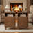 15.7” Width Brown Nightstand with Charging Station & Storage, Solid Wood Legs