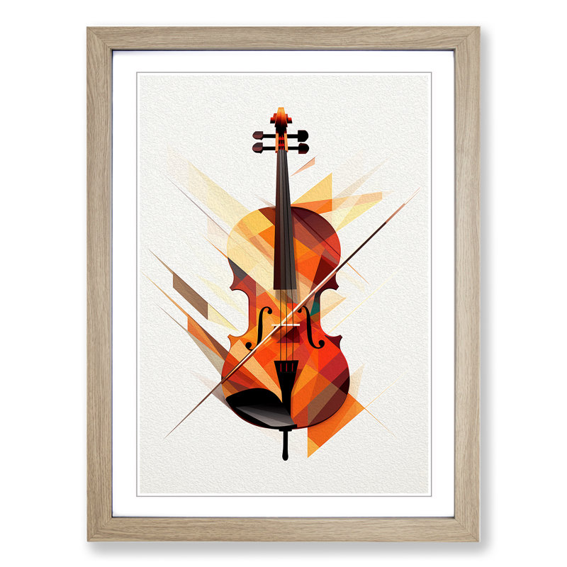 Violin Geometric - Framed Print, Oak, 46cm H x 34cm W x 2cm D