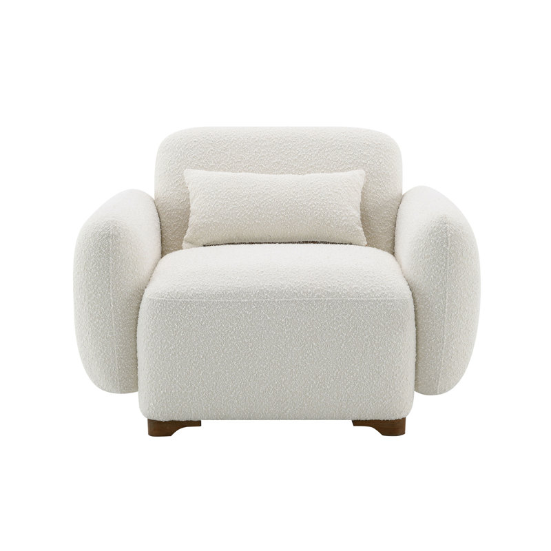 Darius Beige Boucle Accent Chair With 1 Toss Pillow