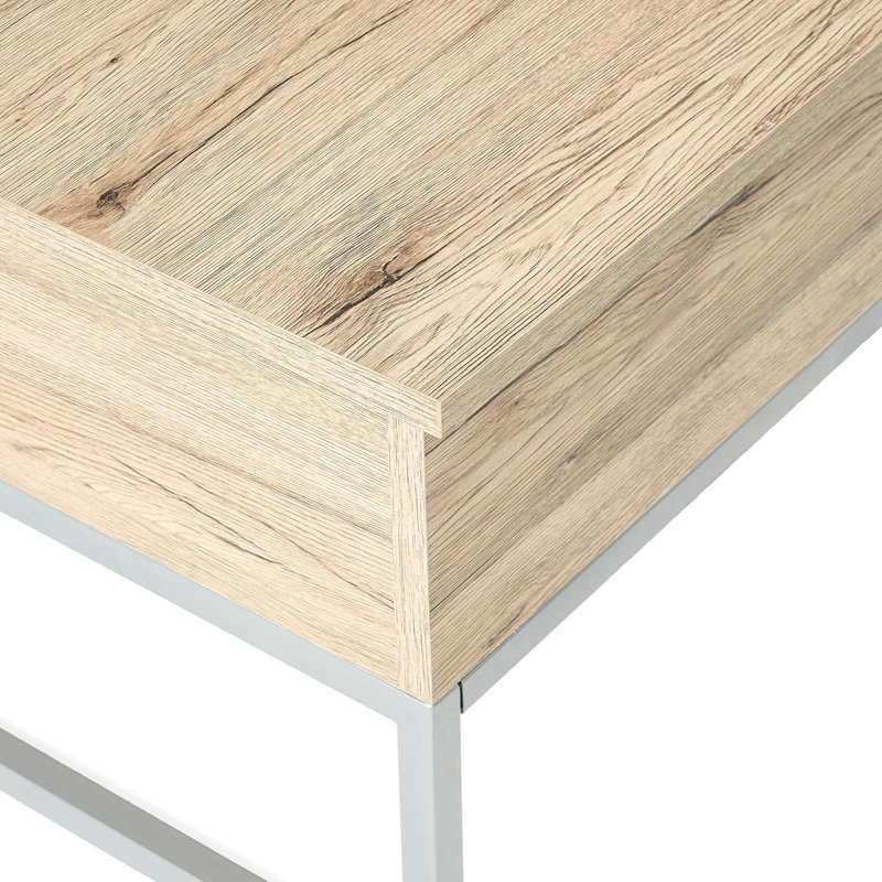 Pranshu Brown Stained Wood and Steel Lift-Top Coffee Table