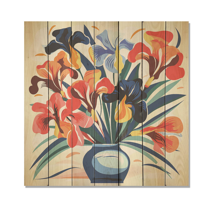 Motif floral Henri Matisse II - Bouquets assortis sur bois, H 30 po x l 30 po