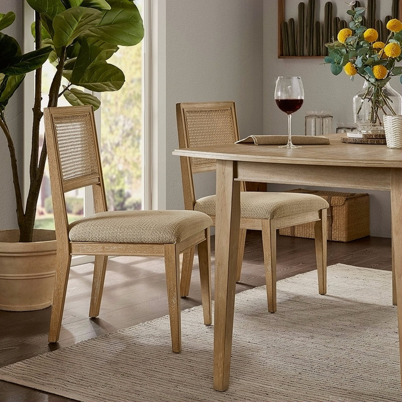 Ensemble de 2 chaises sans accoudoirs, Naturel