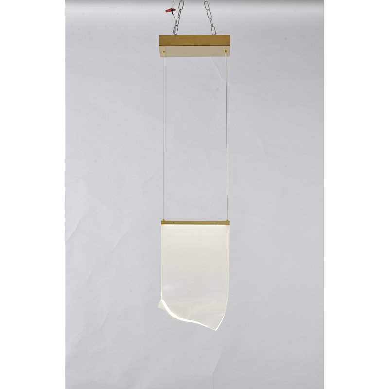 LED Wavy Acrylic Pendant Light With Gold Hardware