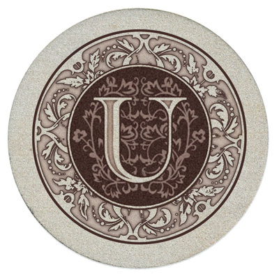 Ensemble de 4 sous-verres en grès naturel Lettre monogramme