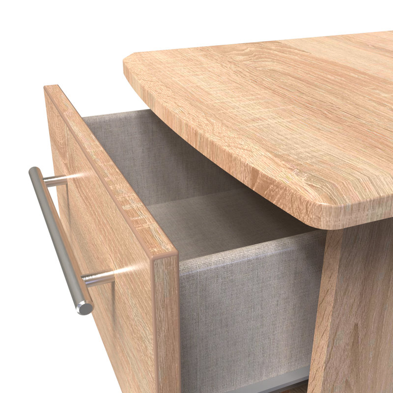 Fully Assembled Lyndale 3 Drawer Bedside Table, Bordeaux Oak