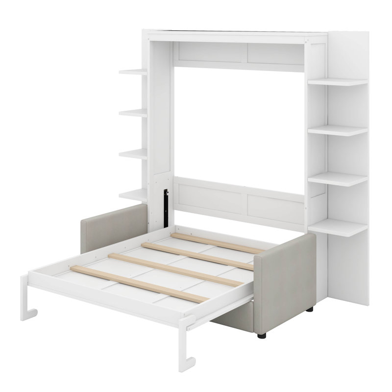 Grand lit escamotable avec canapé, Blanc