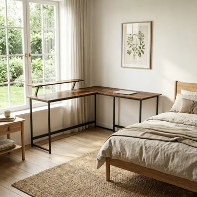 L-Shaped Metal Base Computer Desk