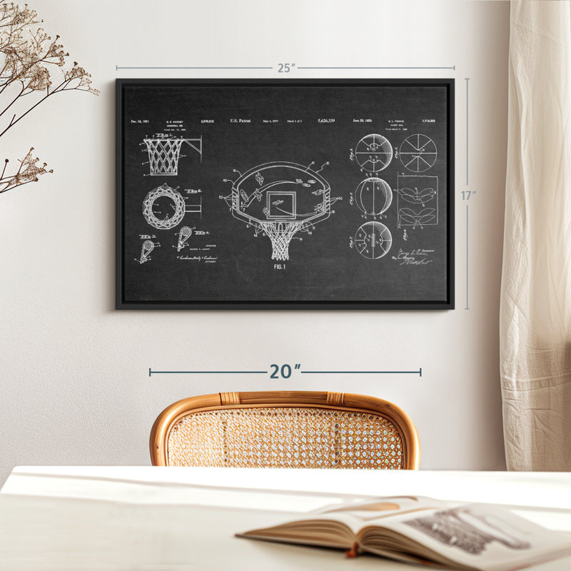 Basketball Patents, reproduction sur toile, H 17 po x l 25 po