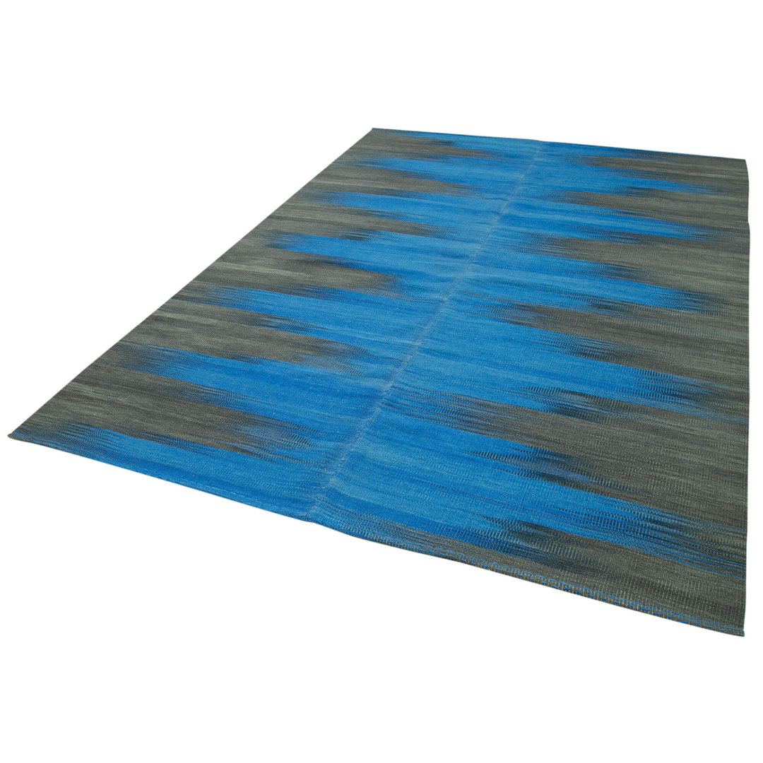 Degrade Kilim Blue Striped Wool Handmade Area Rug
