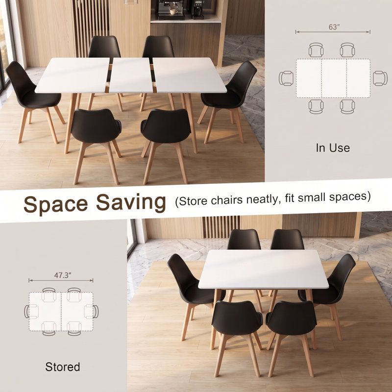 Extendable Dining Set, Black
