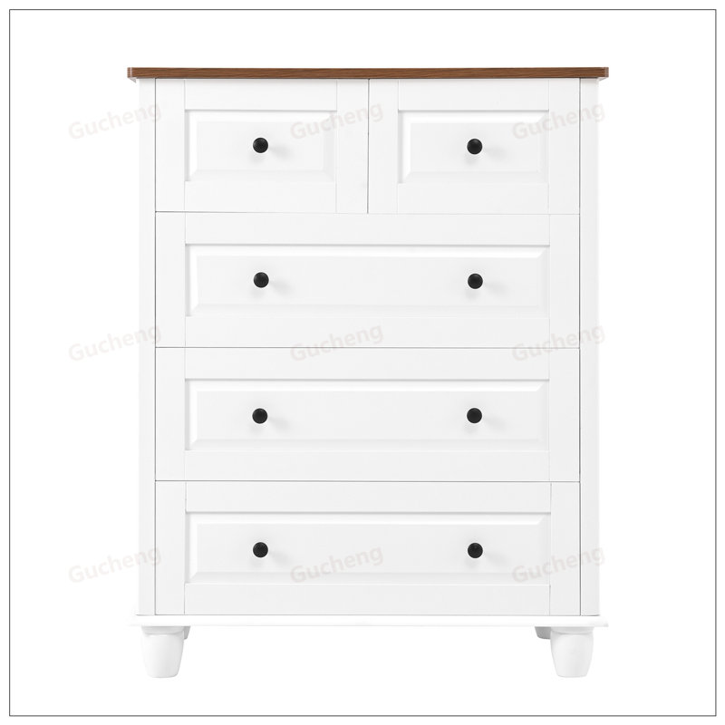 Grande armoire de rangement en bois à 5 tiroirs avec espace profond, parfaite pour organiser et améliorer l'esthétique de la pièce