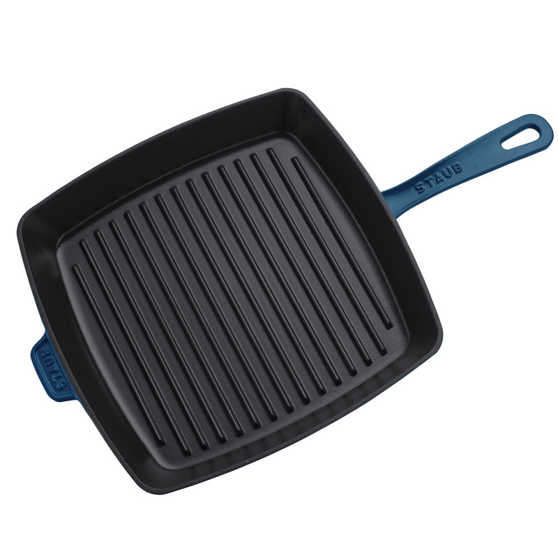 Staub Cast Iron Square Grill Pan, Dark Blue