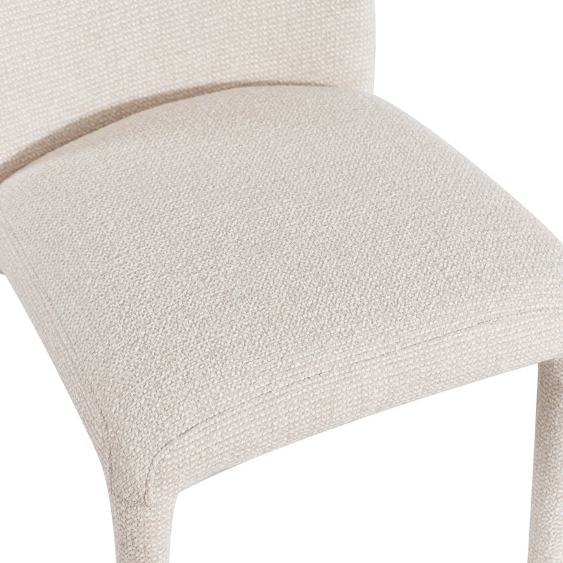 Chaise rembourrée moderne en tissu neutre à dossier courbé, 4, Beige