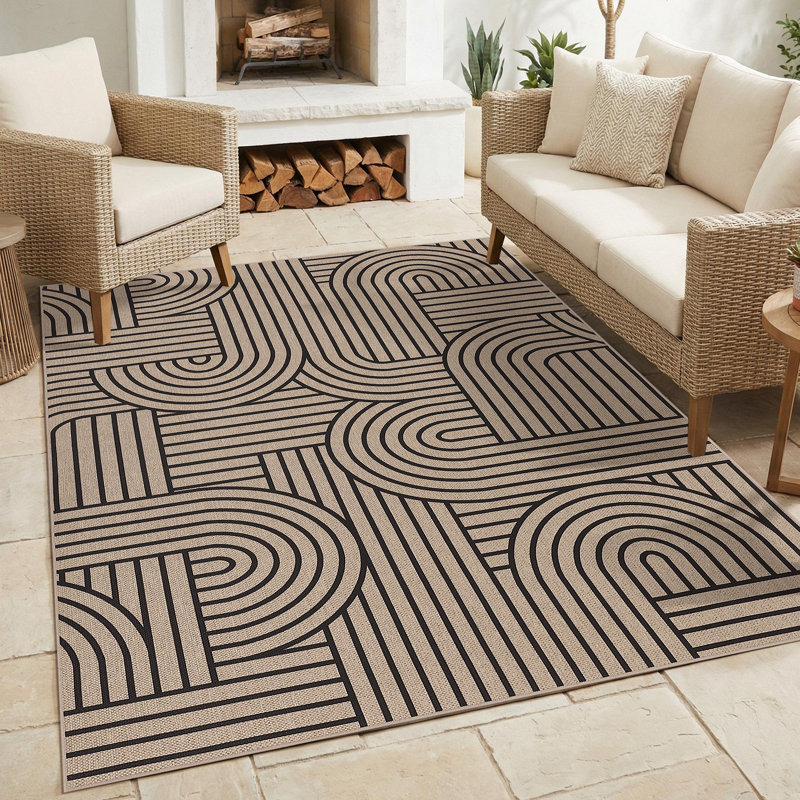 Tapis d'extérieur imperméable pour patio Patio Rugs, Brun, Rectangulaire 4 pi x 6 pi