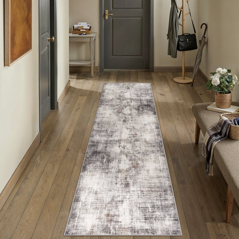 Asher Modern Abstract Machine Washable Area Rug With Non-Slip Backing, Runner 2' x 8'
