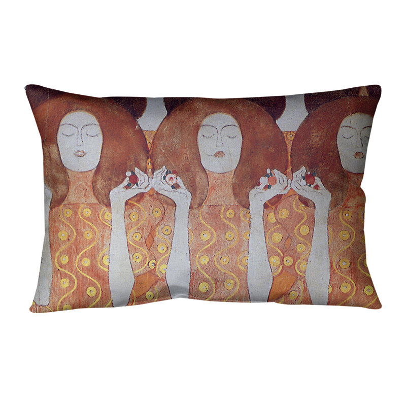 Gustav Klimt Reversible Throw Pillow, Orange, 20" x 14", Poly Fill