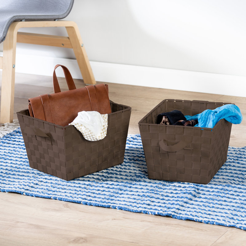 Ensemble de paniers en plastique tissé, Espresso