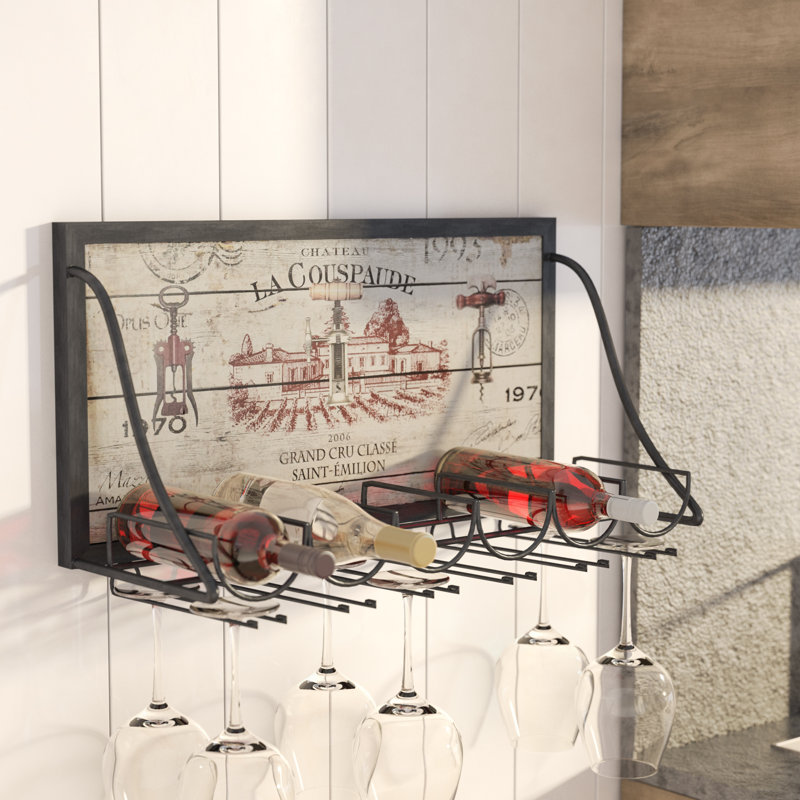 Support mural pour 6 bouteilles de vin et verre Meltzer Vineyard