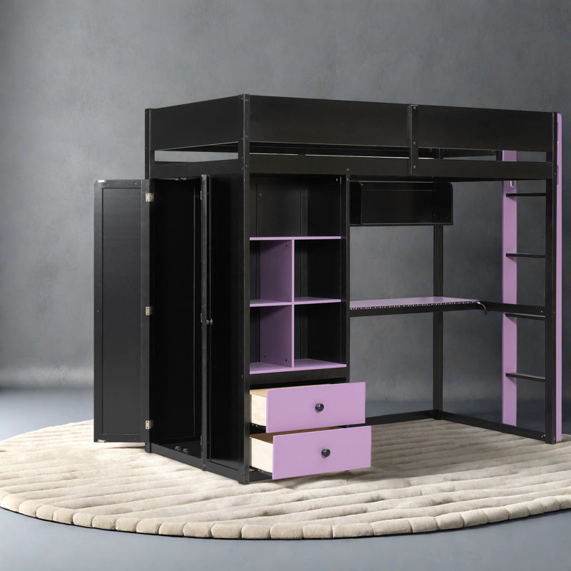 Lits multifonctionnels avec rangement, lit simple en bois aggloméré moderne pour la maison, Noir 3
