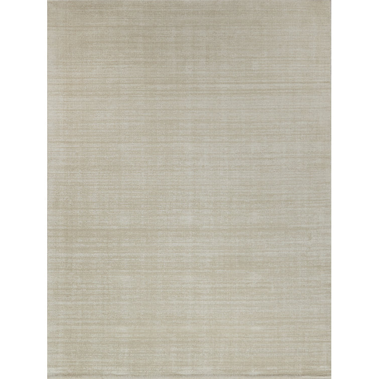 Martelli Hand Loomed Silky Nylon Solid Color Area Rug in Light Beige