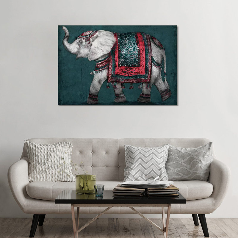 Éléphant Regal par Patricia Pinto-impression d’art graphique, Pas de tapis, H 48 po x l 32 po x P 1,5 po, Toile tendue