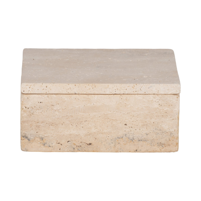 7" Travertine Box, Tan