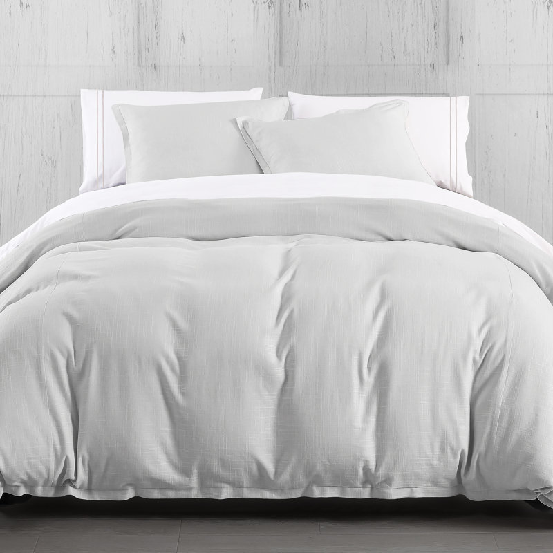 Ensemble de housse de couette Hera, Gris clair, Housse de couette pour grand lit et 2 taies décor