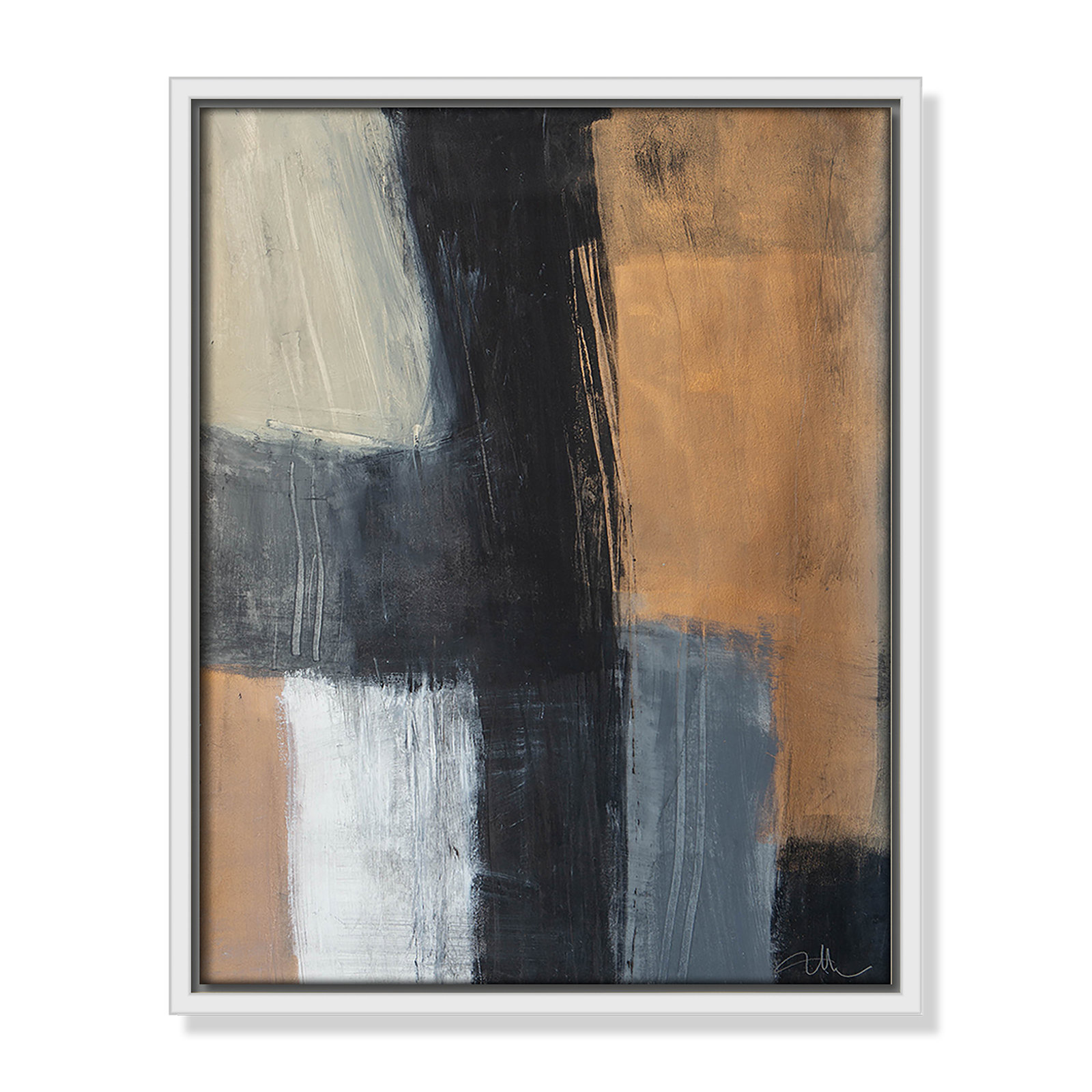 Calderon "Metallic Slate II" Print, 15.5" H x 12.5" W x 2" D, White Floater Framed, No Mat