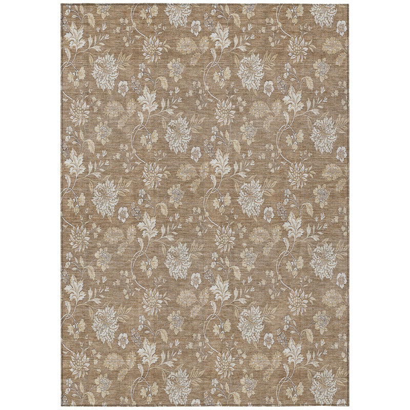 Myqueal Washable Floral Indoor / Outdoor Rug, Rectangle 5' x 7'6"