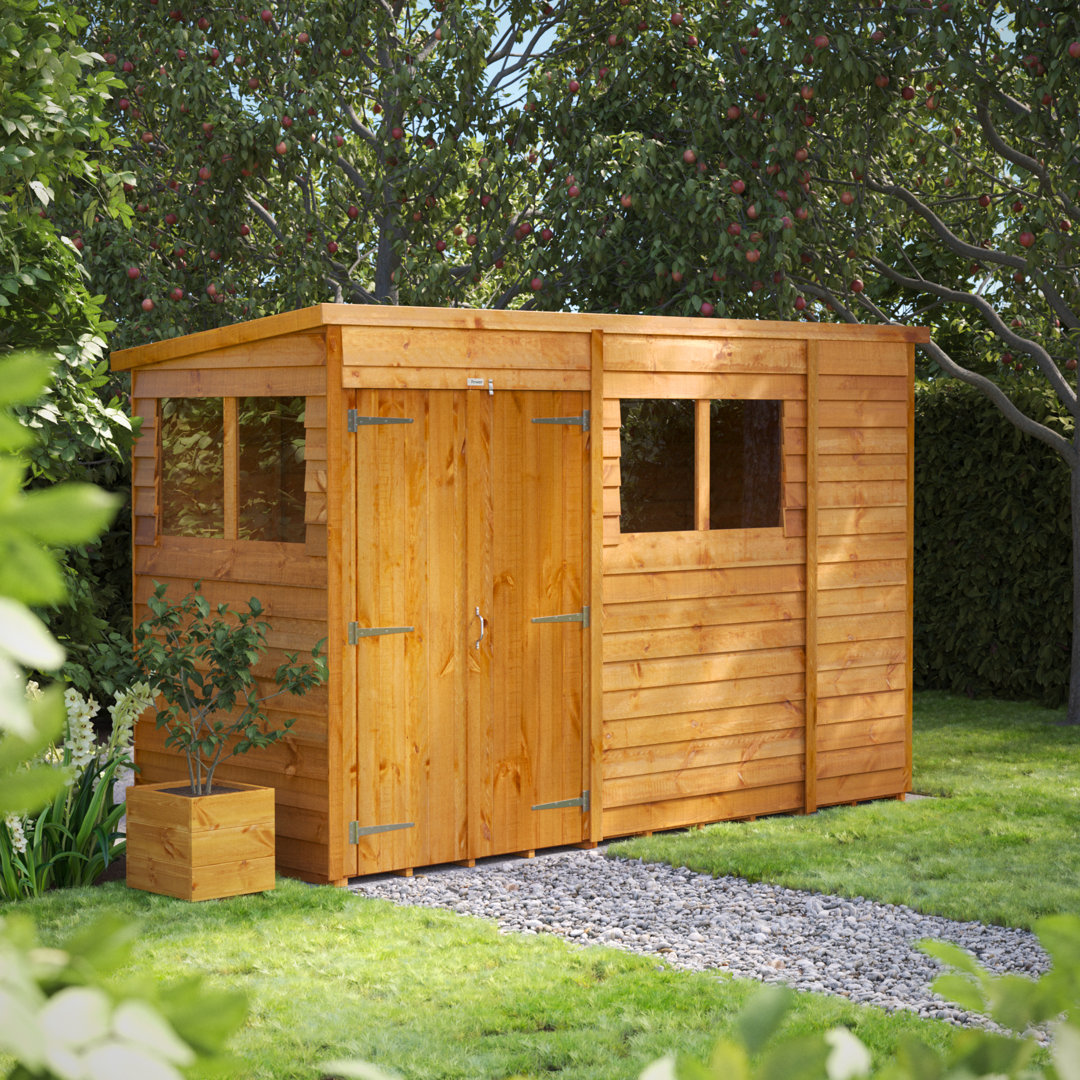 4.3 ft. W x 10.2 ft. D Solid Wood Overlap Pent Garden Shed