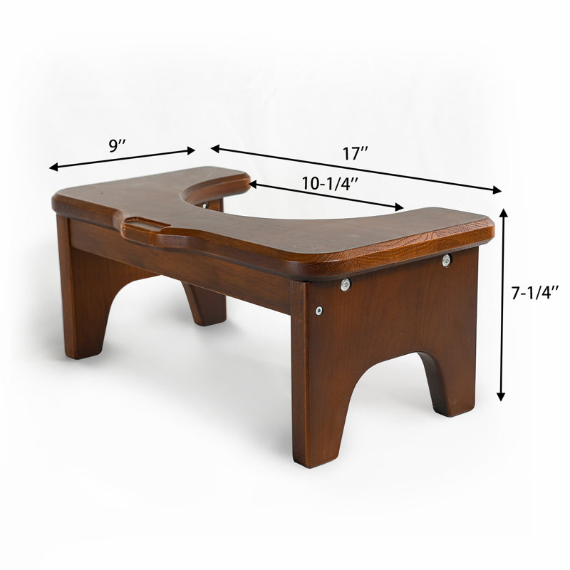 CONSDAN Squatting Toilet Stool, USA Grown Solid Oak, Constipate Helper Stool for Bathroom, Dark Brown
