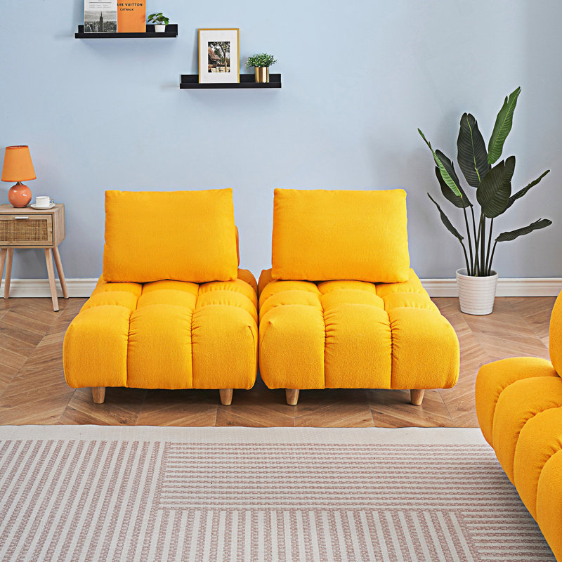 Canapé 2 places Mid-Century, Jaune, 2