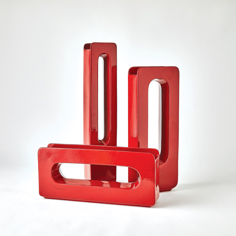 Handcrafted Table Vase, 27" H x 5.25" W x 4.25" D, Deep Red