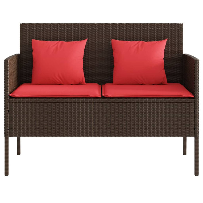 Banc de patio avec coussins Vidaxl, Rouge / brun