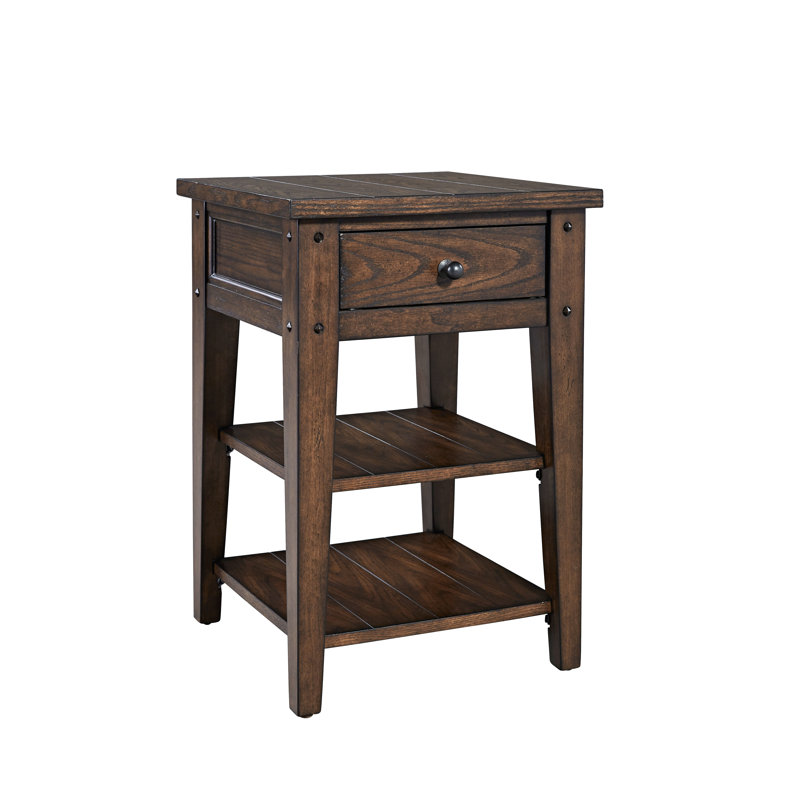 Laron End Table w/ Drawer & Shelves, Brown