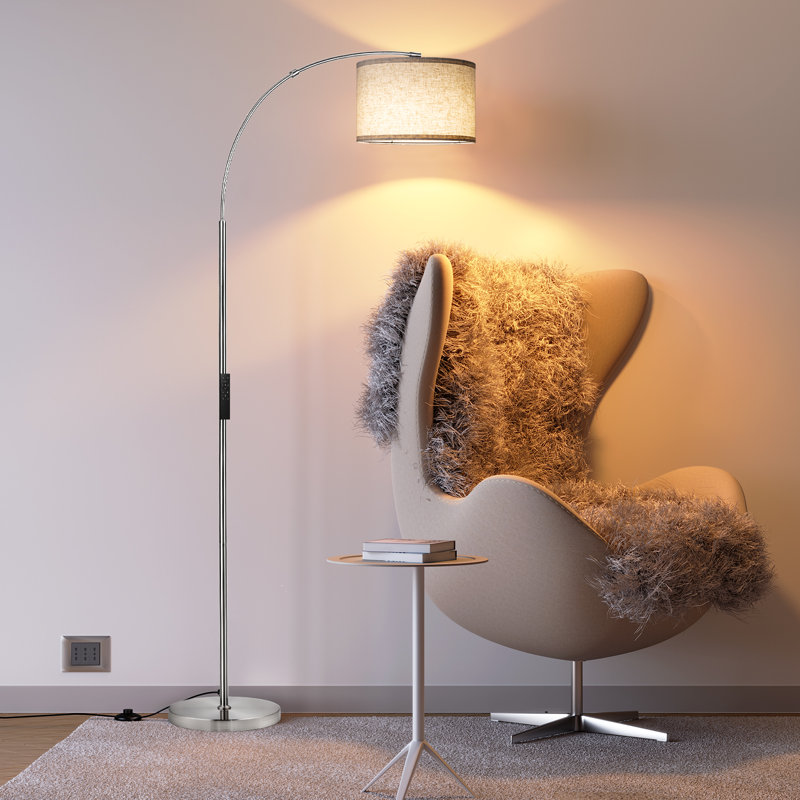Lampe sur pied arquée 75 po Merick, Argent