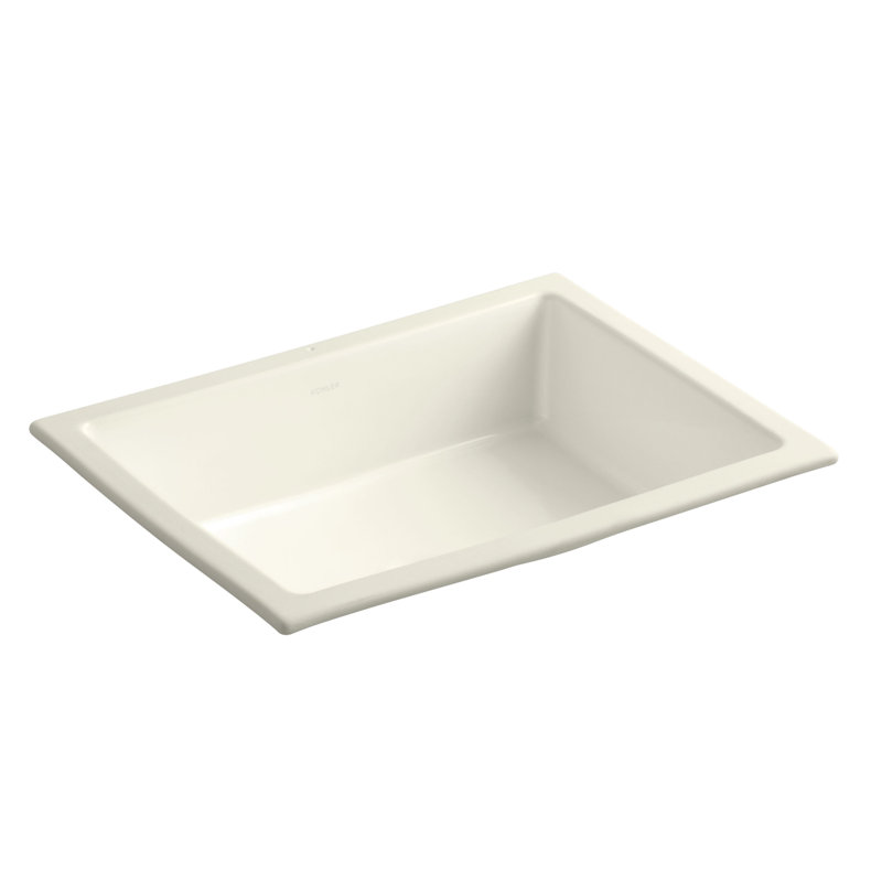 Verticyl Rectangular Undermount Bathroom Sink with Overflow, Biscuit